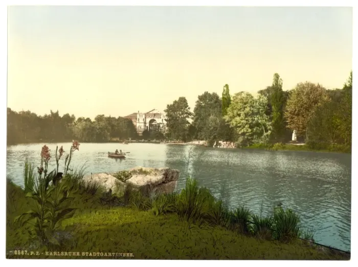 Framed Print : Lake in public garden, Karlsruhe, Baden, Germany Framed Print : Lake in public garden, Karlsruhe, Baden, Germany
