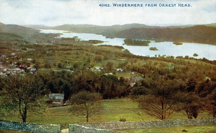 Framed Print : Lake Windermere from Orrest Head, Lake District, Cumbria. Date: circa 1910s Framed Print : Lake Windermere from Orrest Head, Lake District, Cumbria. Date: circa 1910s