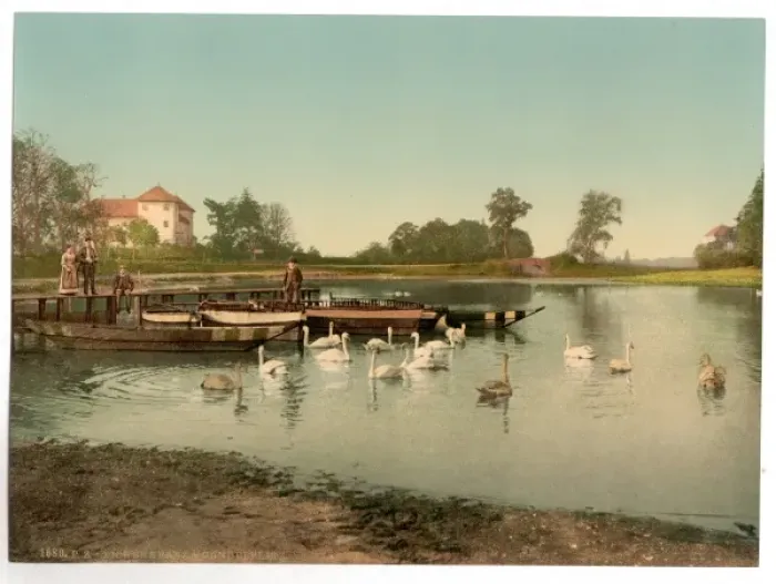 Framed Print : Lake of Worlitz, Eichenkranz and Gondelplatz, Anhalt, German Framed Print : Lake of Worlitz, Eichenkranz and Gondelplatz, Anhalt, German