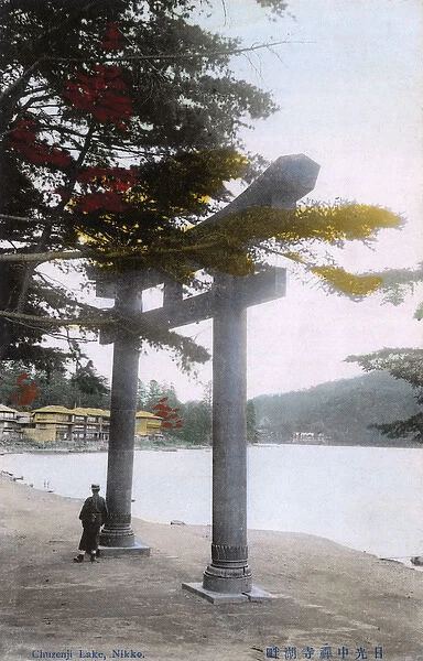 Lakeside Torii and view toward the Tea House - Chuzenji Lake