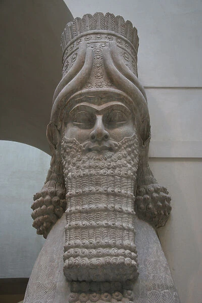 Lamasu or Bull-man. Detail of the head. Reliefs from Sargon