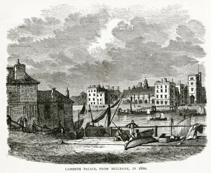 Framed Print : Lambeth Palace from Millbank 1860 Framed Print : Lambeth Palace from Millbank 1860