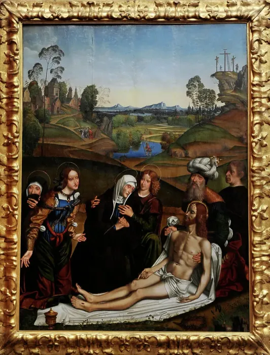 Framed Print : The Lamentation of Christ with a Donor, c. 1505, by Domenico Framed Print : The Lamentation of Christ with a Donor, c. 1505, by Domenico