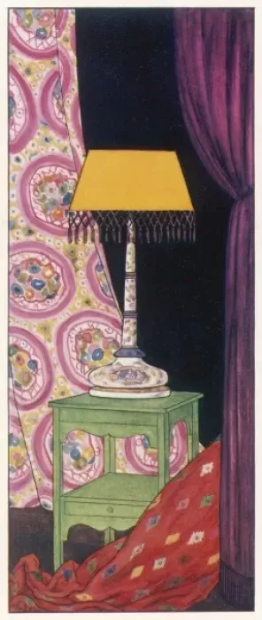 Framed Print : Lamp and Fabrics 1915 Framed Print : Lamp and Fabrics 1915