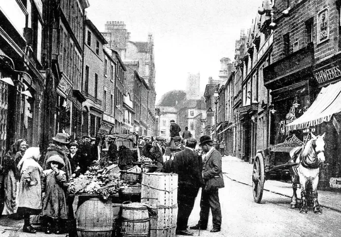 Framed Print : Lancaster Market Day early 1900s Framed Print : Lancaster Market Day early 1900s
