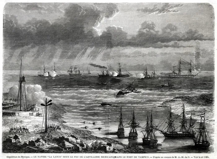 Framed Print : The Lance under fire at the port of Tampico Framed Print : The Lance under fire at the port of Tampico
