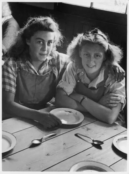 Framed Print : Land Girls at Table Framed Print : Land Girls at Table