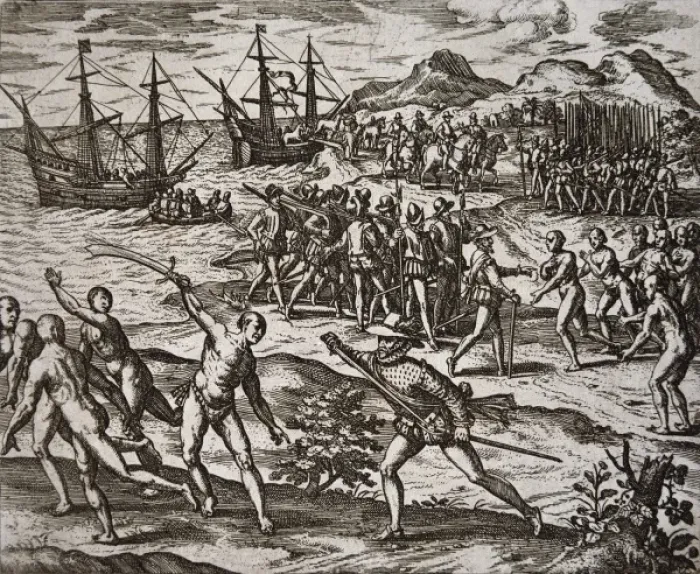 Framed Print : Landing and conquest of Yucatan by Francisco