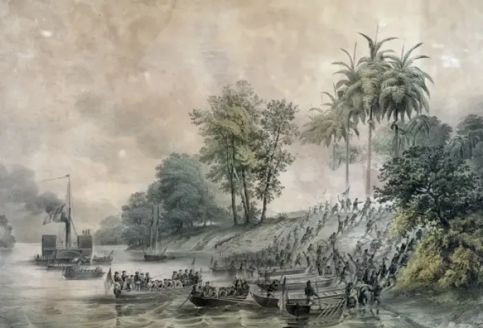 Framed Print : The landing, of the naval expedition, against Tabasco Mexico Framed Print : The landing, of the naval expedition, against Tabasco Mexico