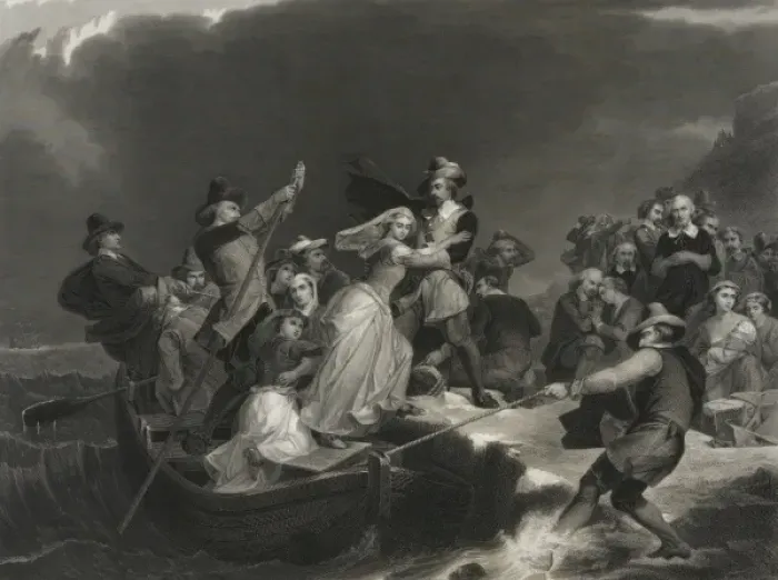 Framed Print : Landing of the Pilgrims on Plymouth Rock, 1620 Framed Print : Landing of the Pilgrims on Plymouth Rock, 1620