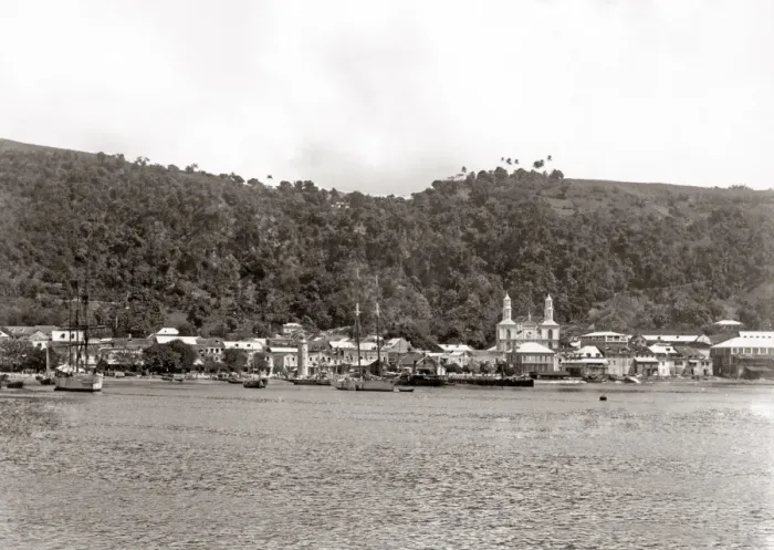 Framed Print : The landing stage, St Pierre, Martinique, West Indies, circa Framed Print : The landing stage, St Pierre, Martinique, West Indies, circa