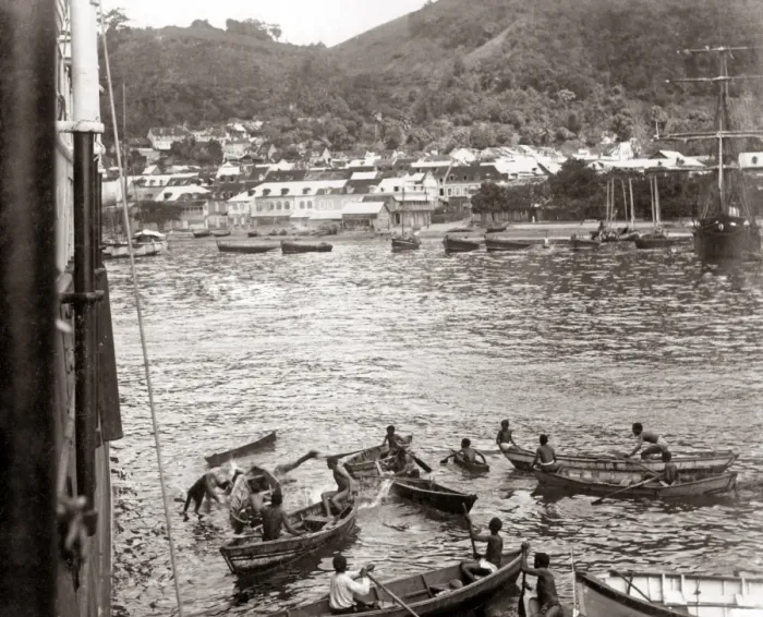 Framed Print : The landing stage, St Pierre, Martinique, West Indies, circa Framed Print : The landing stage, St Pierre, Martinique, West Indies, circa