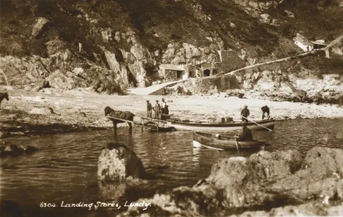 Framed Print : Landing stores at Lundy Framed Print : Landing stores at Lundy