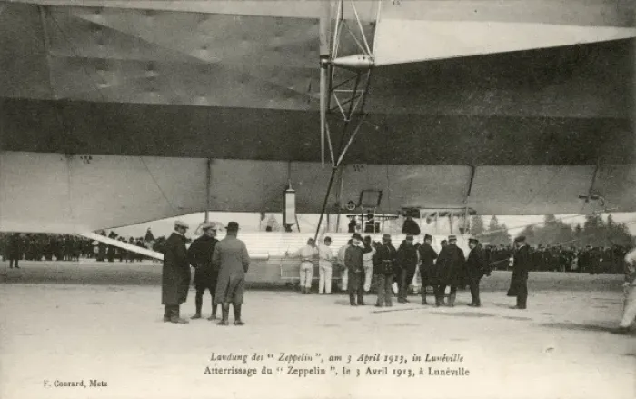 Framed Print : Landing of a Zeppelin in Luneville, France Framed Print : Landing of a Zeppelin in Luneville, France