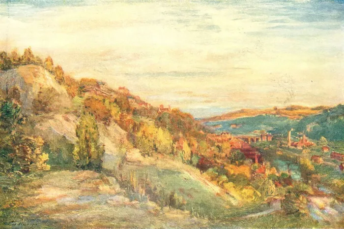 Framed Print : Landscape. A landscape painting of a large, rocky hill in the foreground Framed Print : Landscape. A landscape painting of a large, rocky hill in the foreground