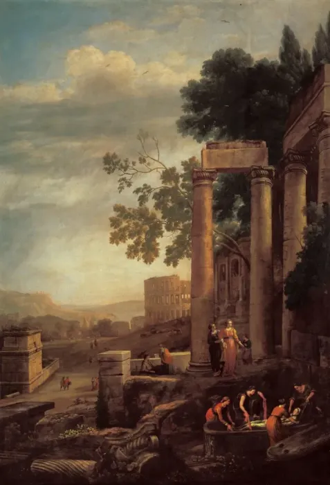 Framed Print : Landscape with the burial of St. In a landscape with ruins i Framed Print : Landscape with the burial of St. In a landscape with ruins i