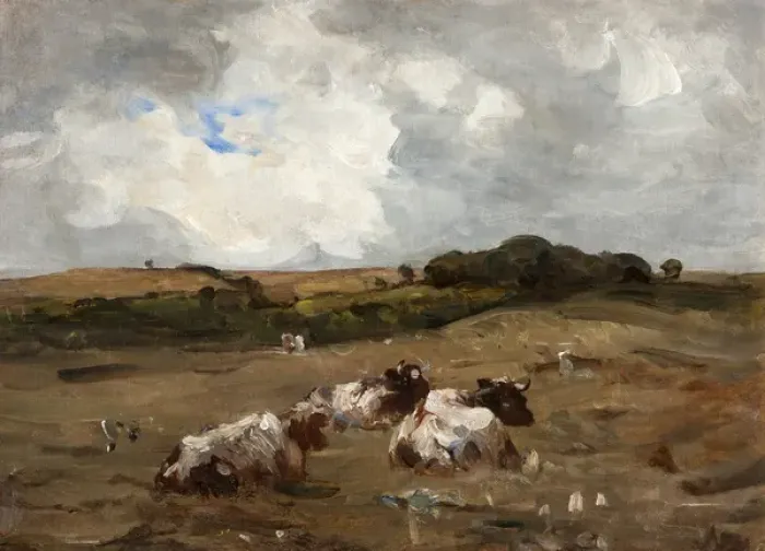 Framed Print : Landscape with Cattle Framed Print : Landscape with Cattle