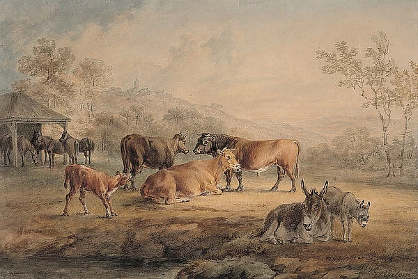Landscape with Cattle, Donkeys and Horses