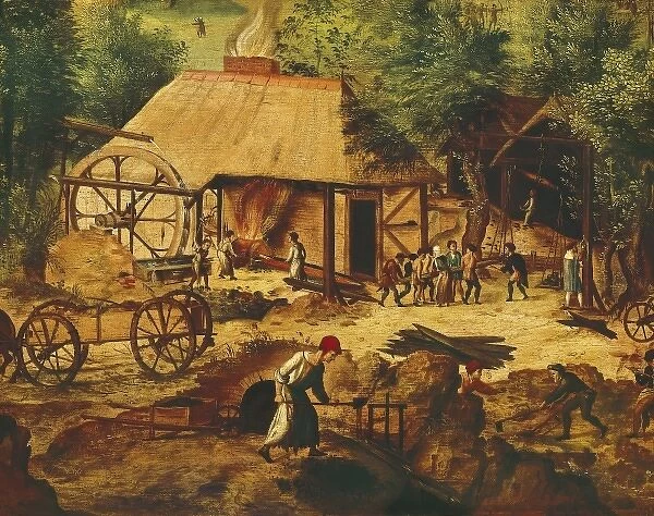 Landscape with copper mines. Central detail