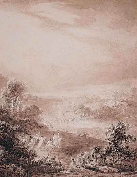 Framed Print : Landscape with Dancing Figures Framed Print : Landscape with Dancing Figures