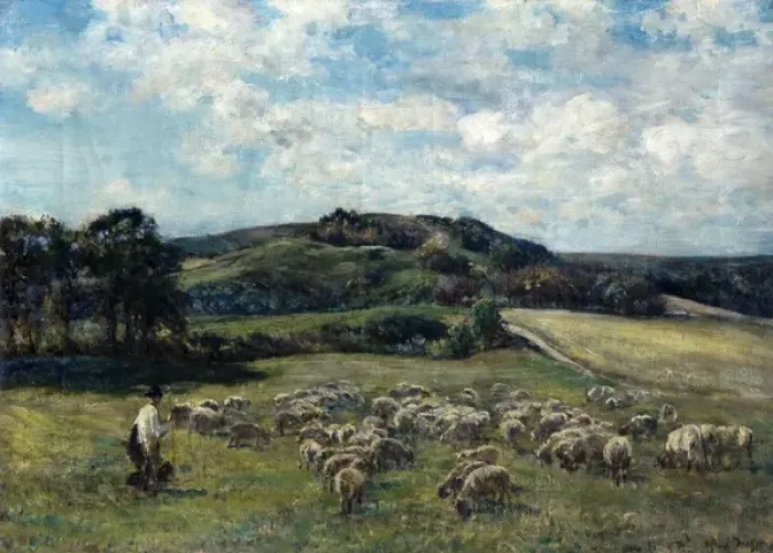 Framed Print : Landscape with Sheep Framed Print : Landscape with Sheep