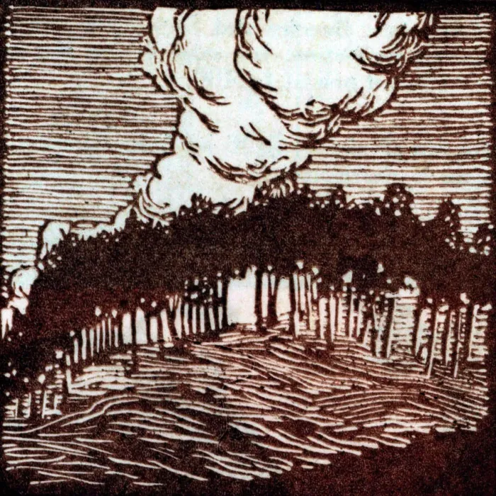Framed Print : Landscape Woodcut Framed Print : Landscape Woodcut
