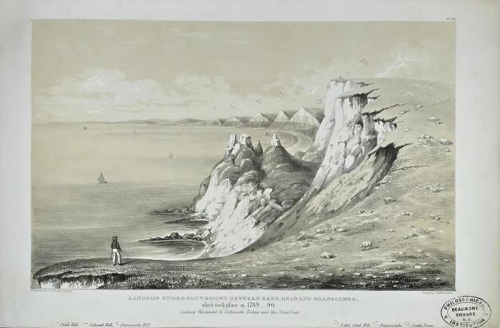 Framed Print : Landslip Under Southdown between Beer Head and Branscombe