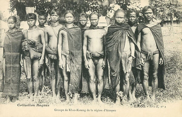 Laos - Attapeu Province - Group of Khas-Kaseng tribesmen