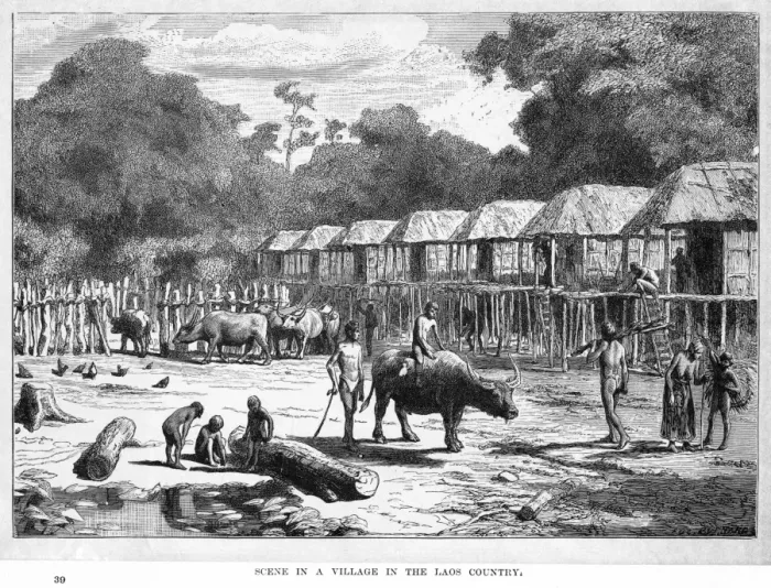 Framed Print : Laos Village Scene Framed Print : Laos Village Scene