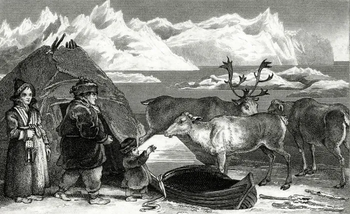 Framed Print : Laplanders and Reindeer Framed Print : Laplanders and Reindeer
