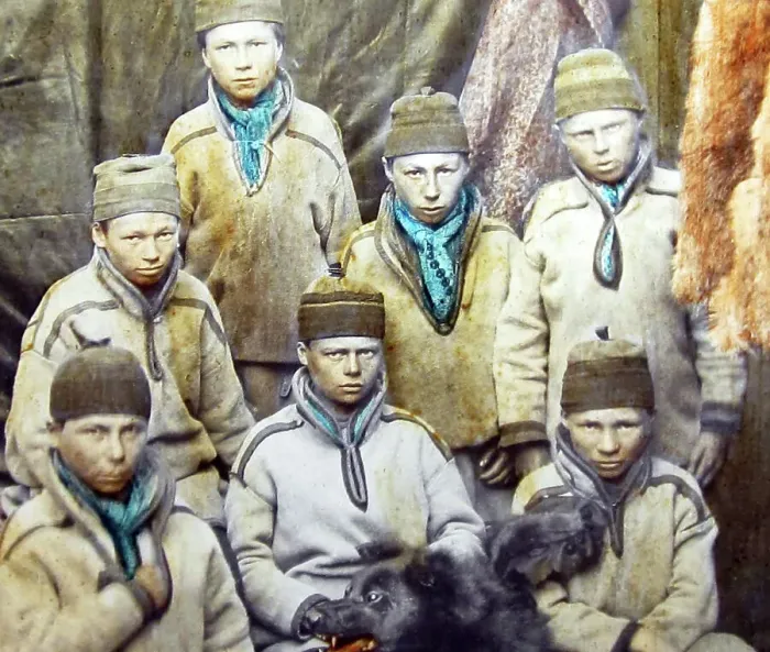 Framed Print : Lapp boys and their dog, Lapland, Norway Framed Print : Lapp boys and their dog, Lapland, Norway