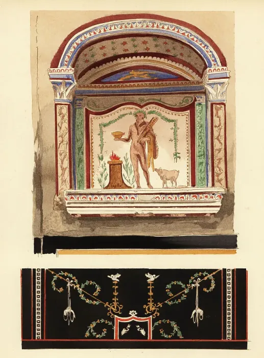 Framed Print : Lararium niche painting dedicated to Hercules, Pompeii Framed Print : Lararium niche painting dedicated to Hercules, Pompeii