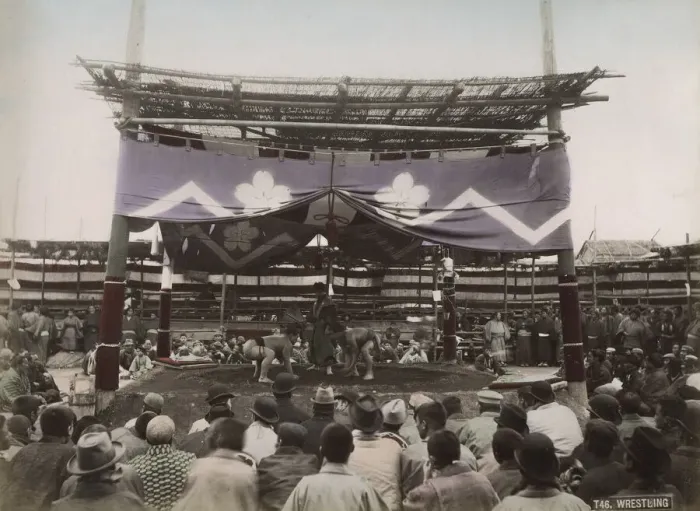 Framed Print : Large crowd watching sumo wrestling outdoor arena Framed Print : Large crowd watching sumo wrestling outdoor arena