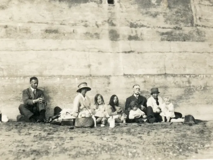 Framed Print : Large family group having a picnic Framed Print : Large family group having a picnic