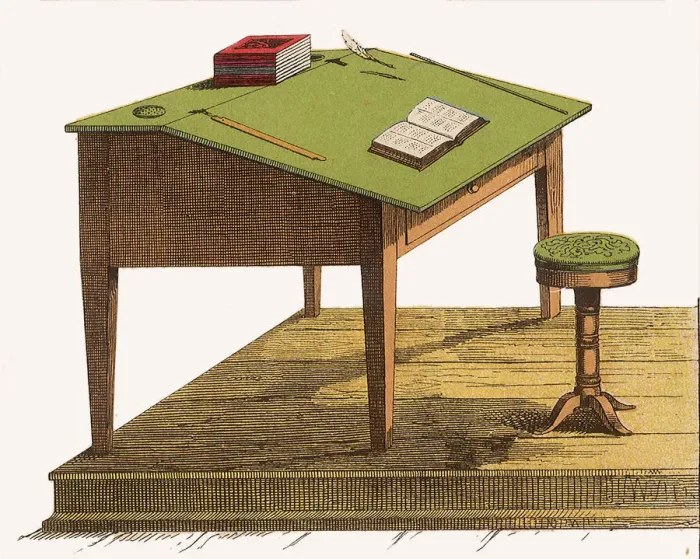Framed Print : Large Green Desk Date: 1880 Framed Print : Large Green Desk Date: 1880