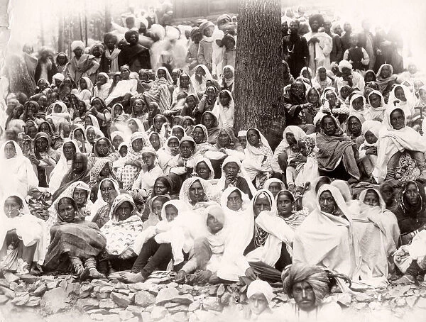 Large group of Indian women with headcarves, India