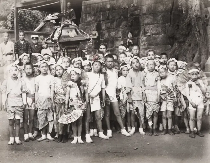 Framed Print : Large group of Japanese children Framed Print : Large group of Japanese children