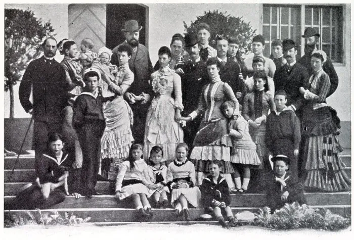 Framed Print : Large group photograph of members of the Danish family. Alexandra, Prince of Wales later Queen consort, Alexandra of Denmark (centre) with her family, including her father Christian IX of Denmark (left) at Frederiksborg, Denmark. Date: 1888 Framed Print : Large group photograph of members of the Danish family. Alexandra, Prince of Wales later Queen consort, Alexandra of Denmark (centre) with her family, including her father Christian IX of Denmark (left) at Frederiksborg, Denmark. Date: 1888
