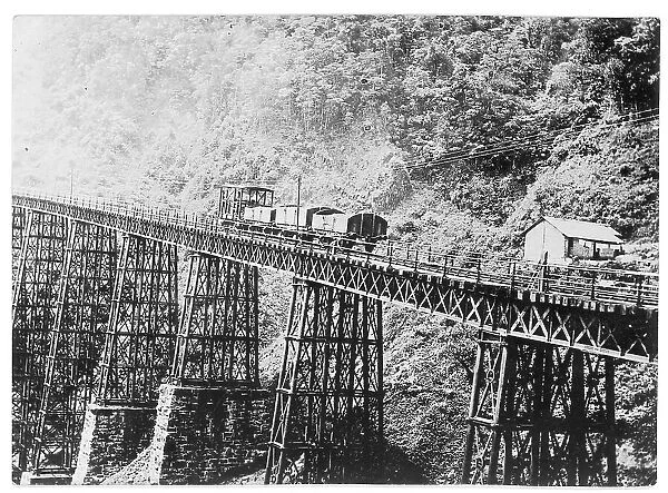 A large Iron-built trestle railway viaduct, Mexico