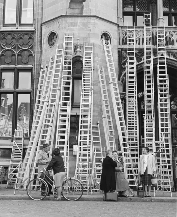 Framed Print : Large number of ladders on display Framed Print : Large number of ladders on display