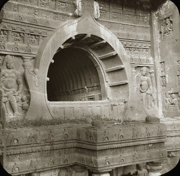A large round doorway carved from stone