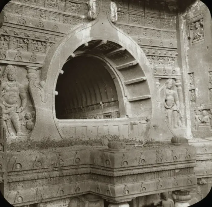 Framed Print : A large round doorway carved from stone Framed Print : A large round doorway carved from stone