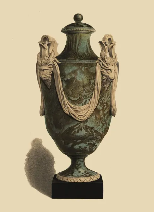 Framed Print : Large vase in crystalline agate decorated with animal heads