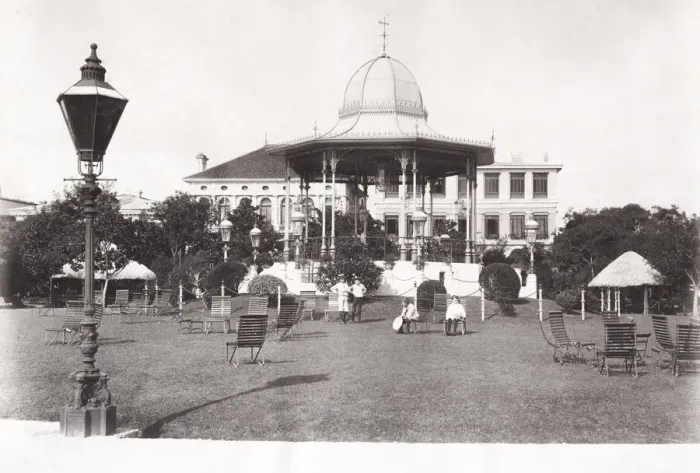 Framed Print : Late 19th century photograph: Bandstand and park, Shanghai, China Framed Print : Late 19th century photograph: Bandstand and park, Shanghai, China
