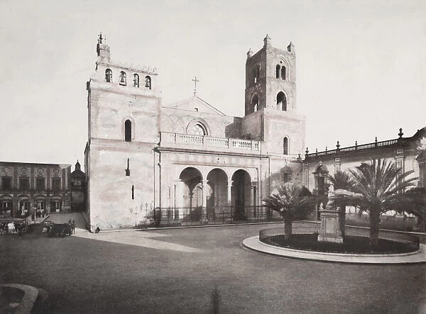 Late 19th century photograph: Duomo, cathedral, Monreale, Palermo, Sicily, Italy