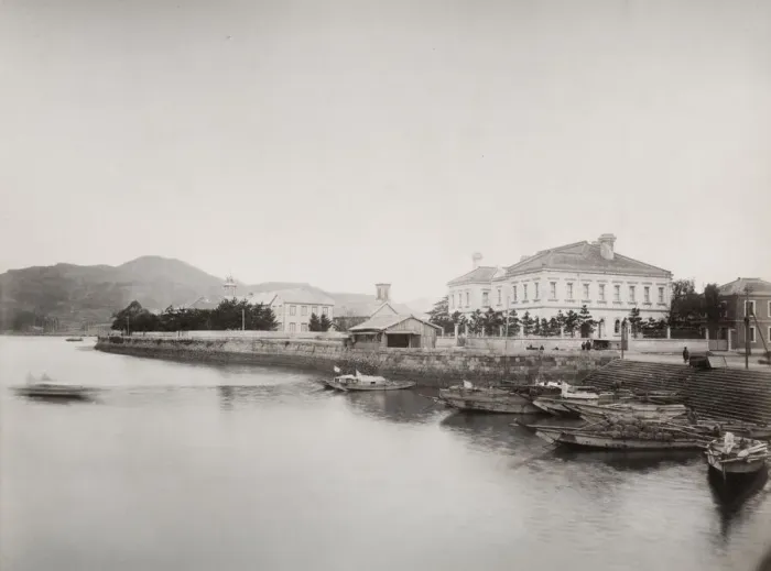 Framed Print : Late 19th century photograph: Foreign settlement, Dejima, Nagasaki, Japan Framed Print : Late 19th century photograph: Foreign settlement, Dejima, Nagasaki, Japan
