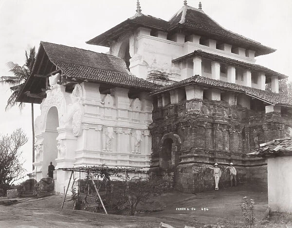 Late 19th century photograph: Temple, likely Kandy, Ceylon, Sri Lanka, Skeen studio
