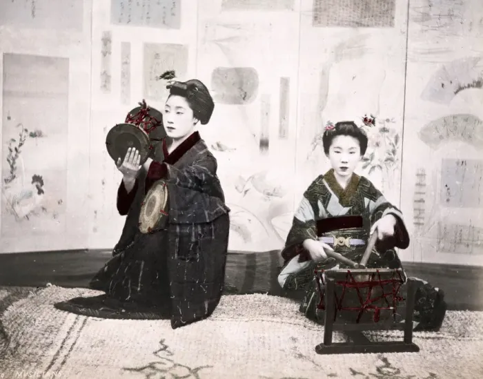 Framed Print : Late 19th century - young Japanese musicians Framed Print : Late 19th century - young Japanese musicians
