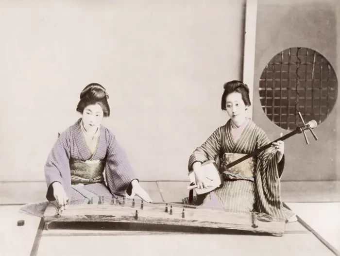 Framed Print : Late 19th century - young Japanese musicians Framed Print : Late 19th century - young Japanese musicians