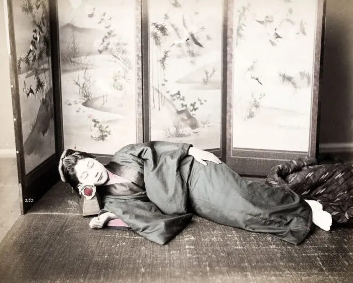 Framed Print : Late 19th century - young Japanese woman sleeping Framed Print : Late 19th century - young Japanese woman sleeping